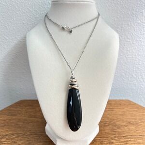 Brighton Neptune's Rings Pyramid Black Agate Necklace Pendant Long 27"